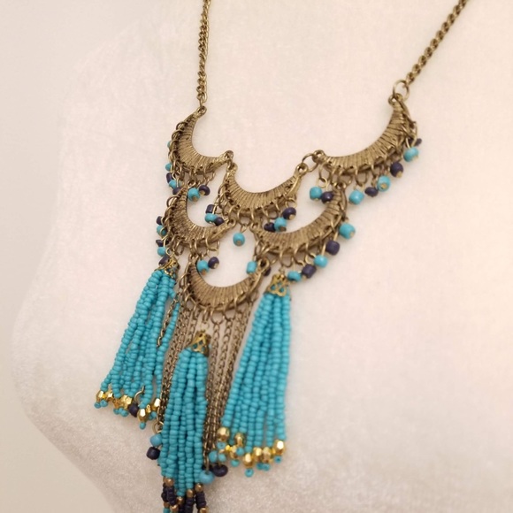 MACY'S Beaded Tassel Statement Necklace - Picture 4 of 4